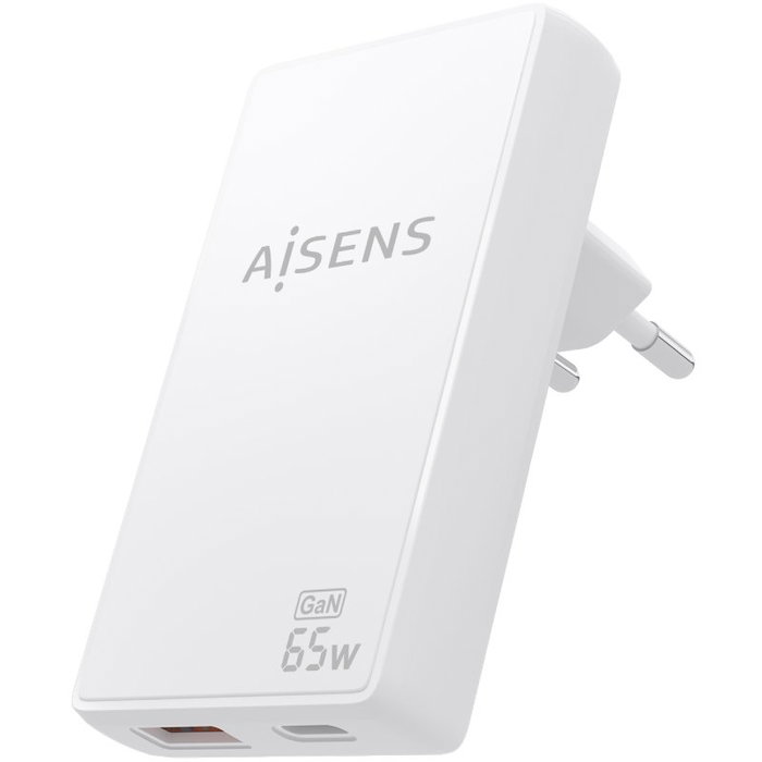 Aisens Cargador de Pared GaN 65W USB-C y USB-A Blanco ASCH-65W2P076-W Aisens Cargador de Pared GaN 65W USB-C y USB-A Blanco ASCH-65W2P076-W